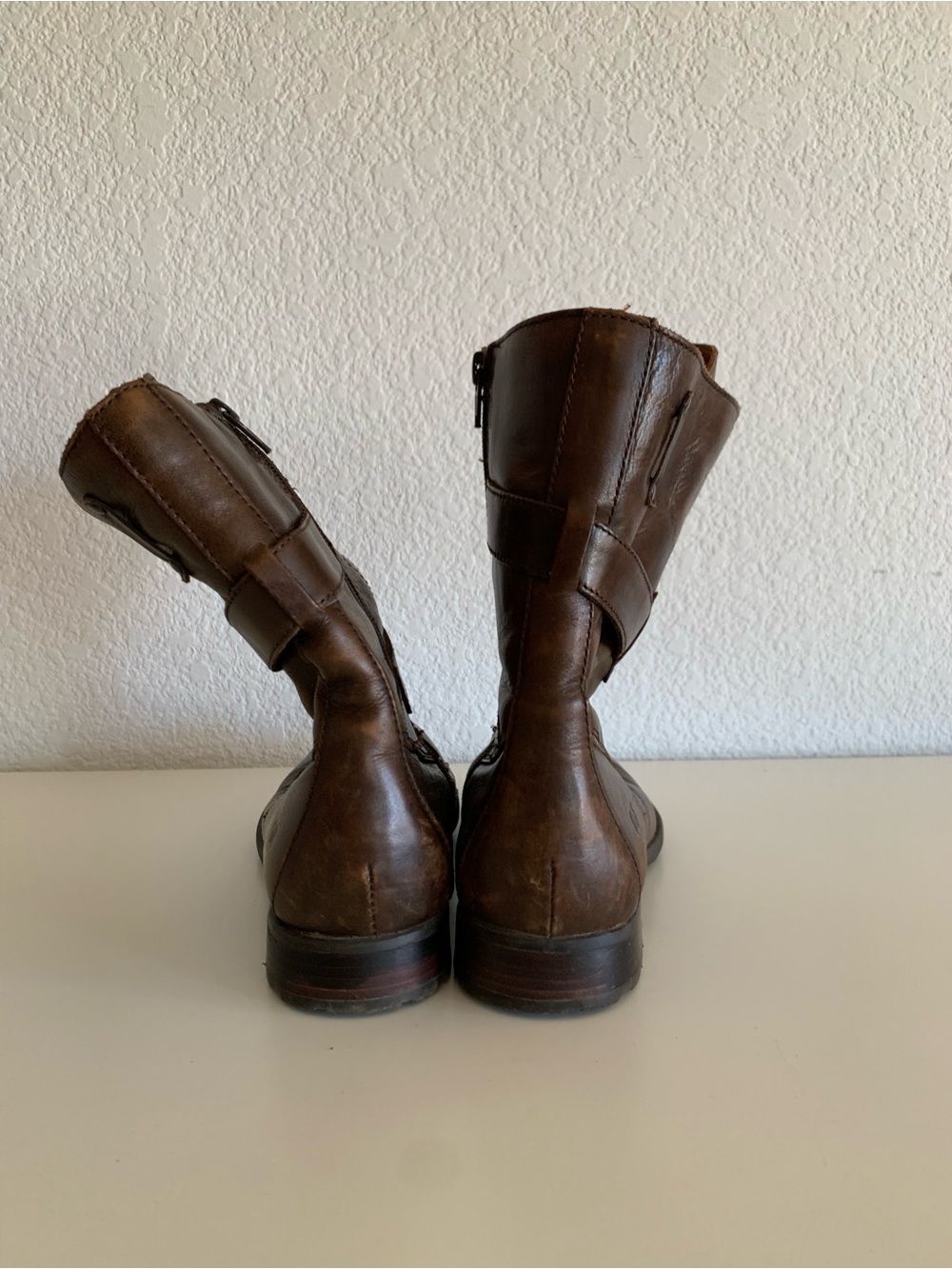 Born Brown Leather Moto Combat Boots - Picture 3 of 8